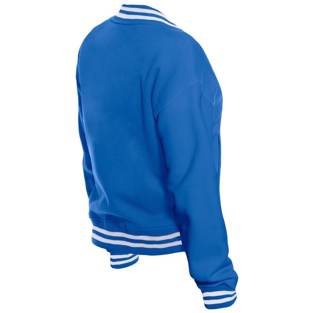 NFL Throwback Women’s Snap Front NY Giants Blue and White Varsity Jacket - Picture 4 of 11